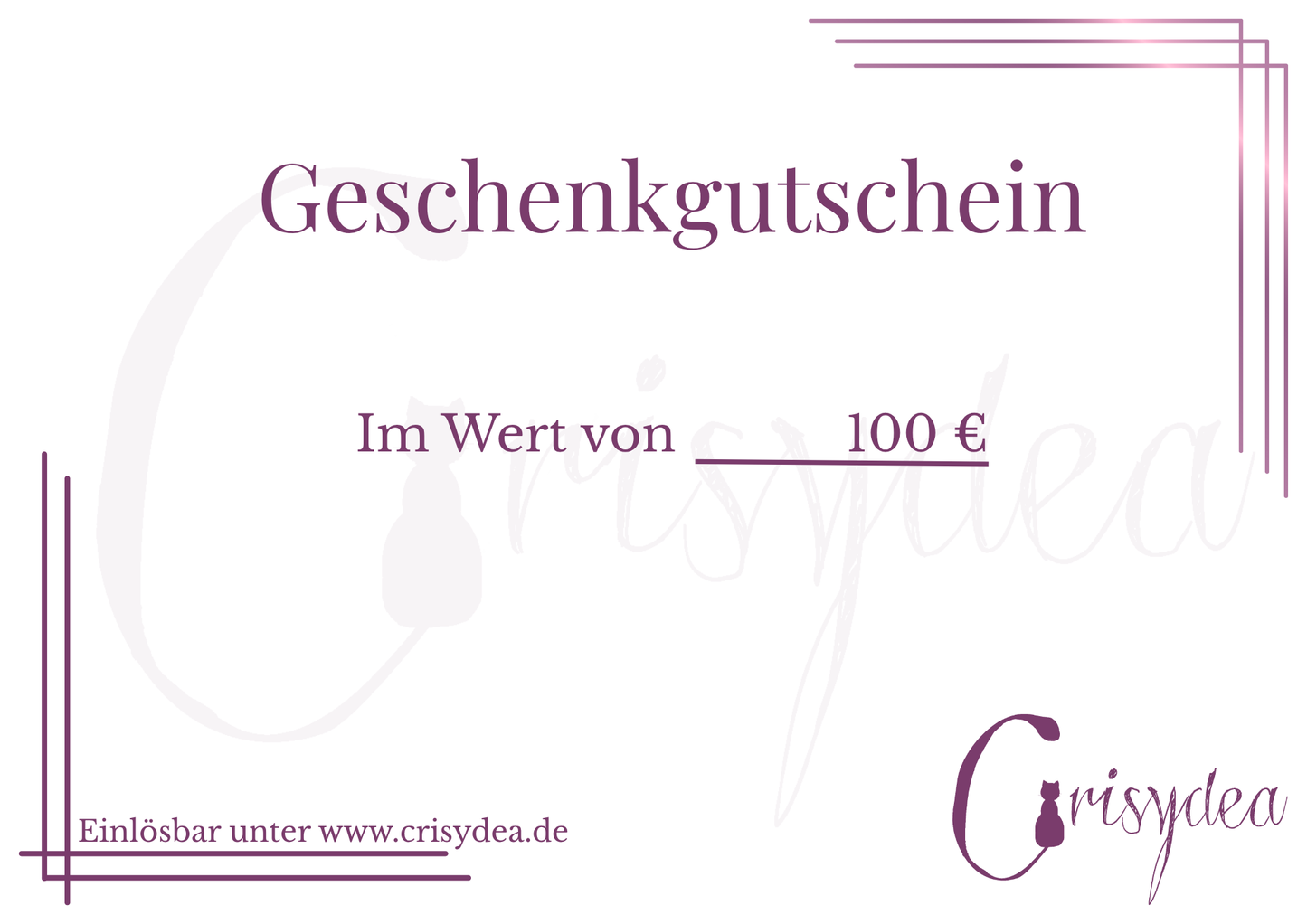 Crisydea Geschenkgutschein 100 Euro