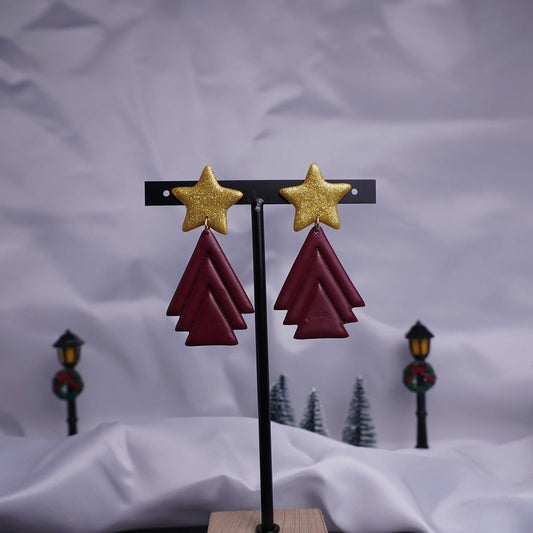 Sternförmige Ohrringe mit Tannenbaum (X-Mas)