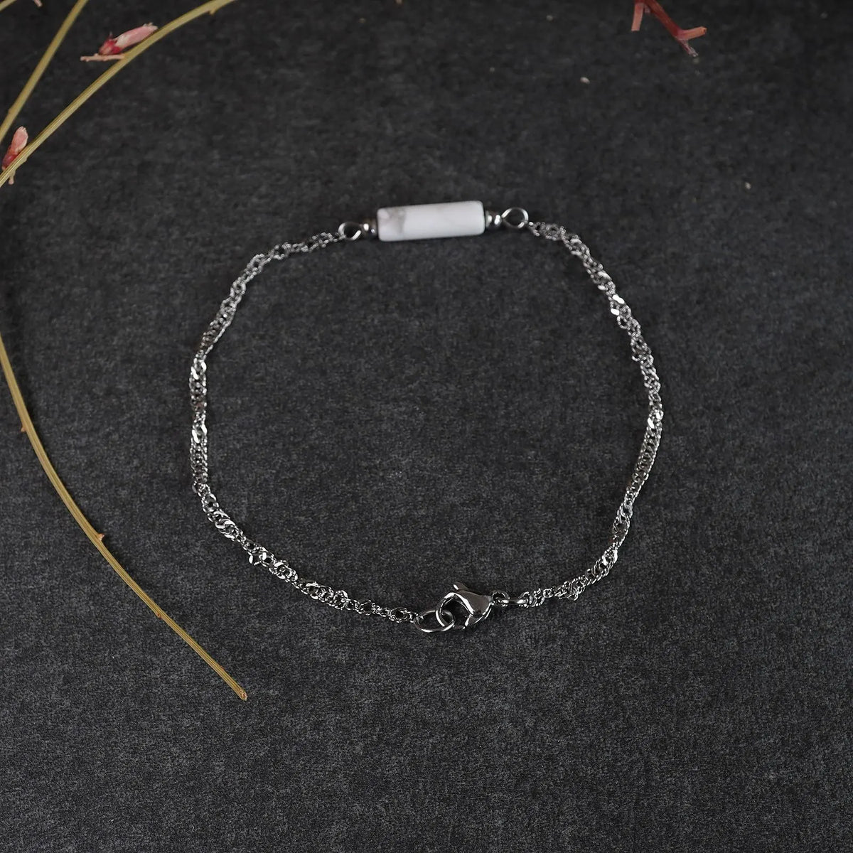 Edelstahlarmband 'Luna' mit weißem Magnesit