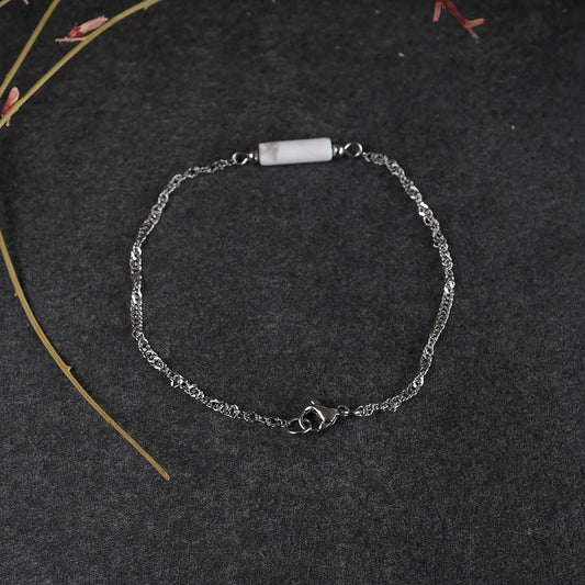 Edelstahlarmband 'Luna' mit weißem Magnesit
