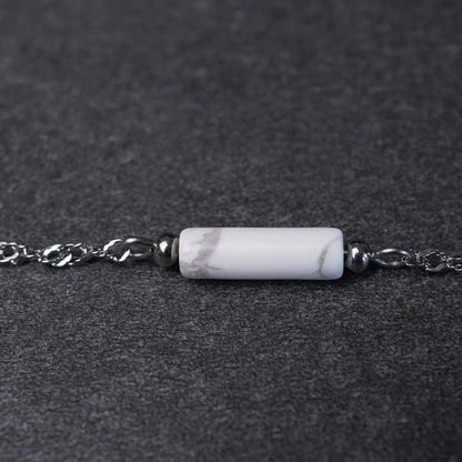 Edelstahlarmband 'Luna' mit weißem Magnesit