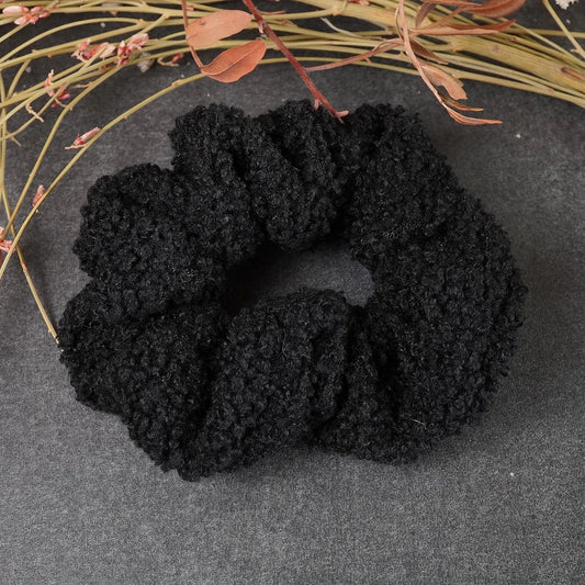 Großer schwarzer Teddy Scrunchie (Haargummi)