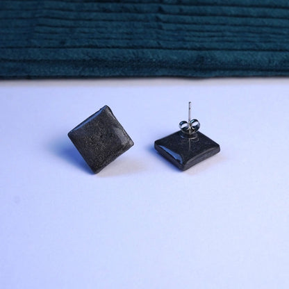 Anthrazite quadratische Ohrringe (Basics)