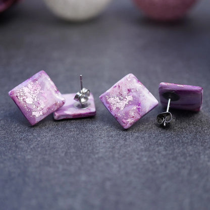Quadratische Ohrringe mit Glitzerfolie (Crisy)