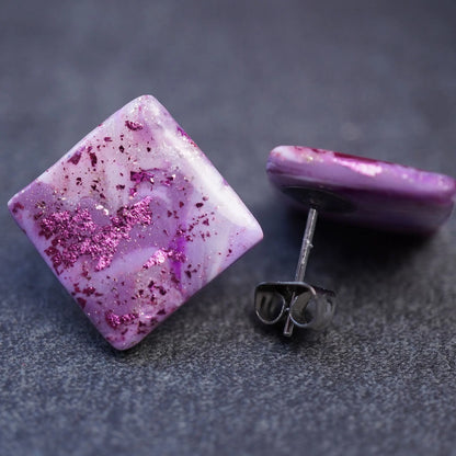 Quadratische Ohrringe mit Glitzerfolie (Crisy)