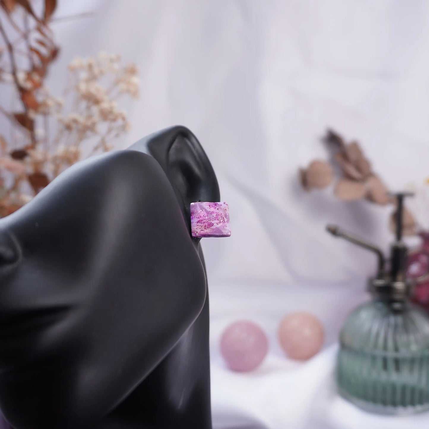 Quadratische Ohrringe mit Glitzerfolie (Crisy)