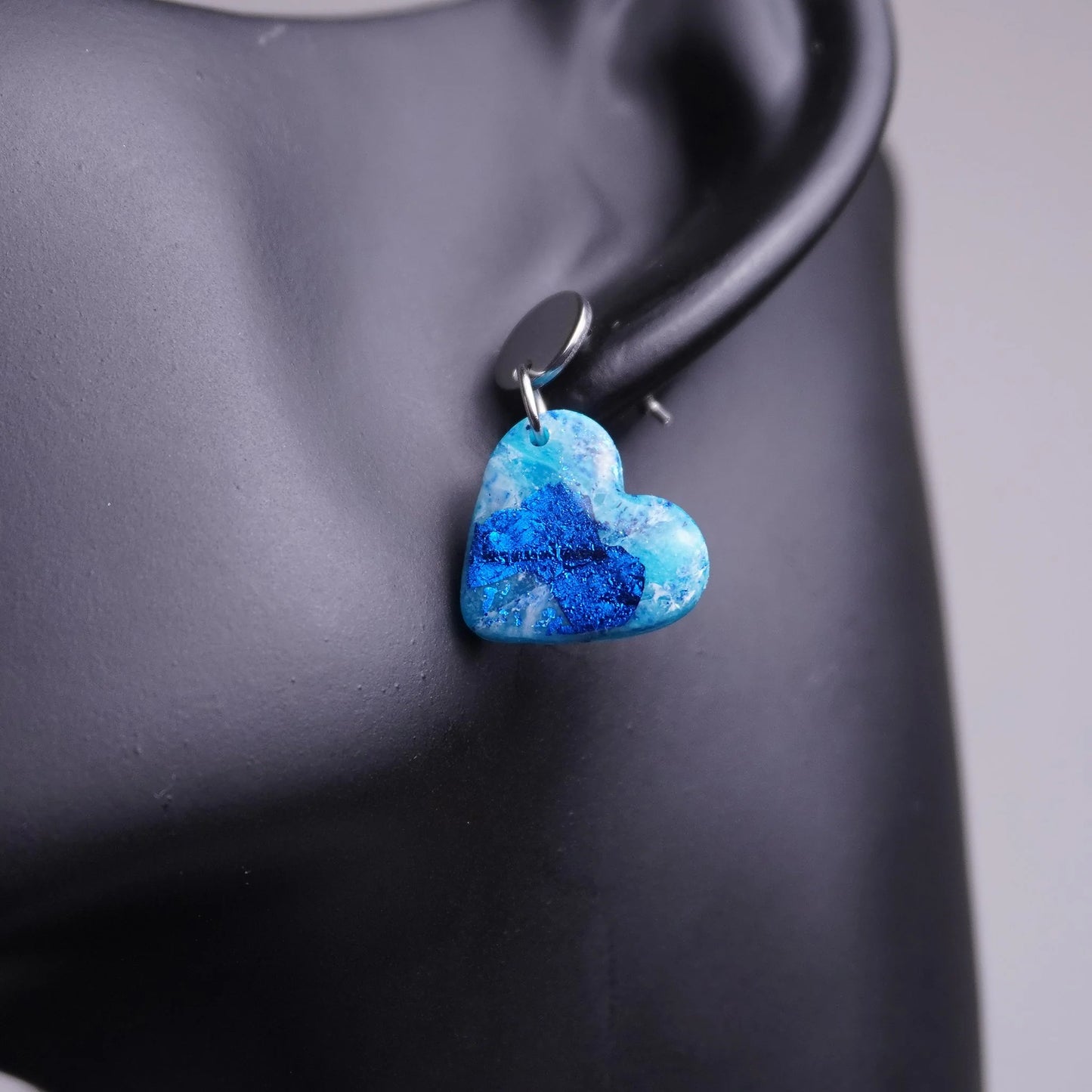 Herz-Ohrringe (Sea Snow) silberfarben angesteckt glitzernd