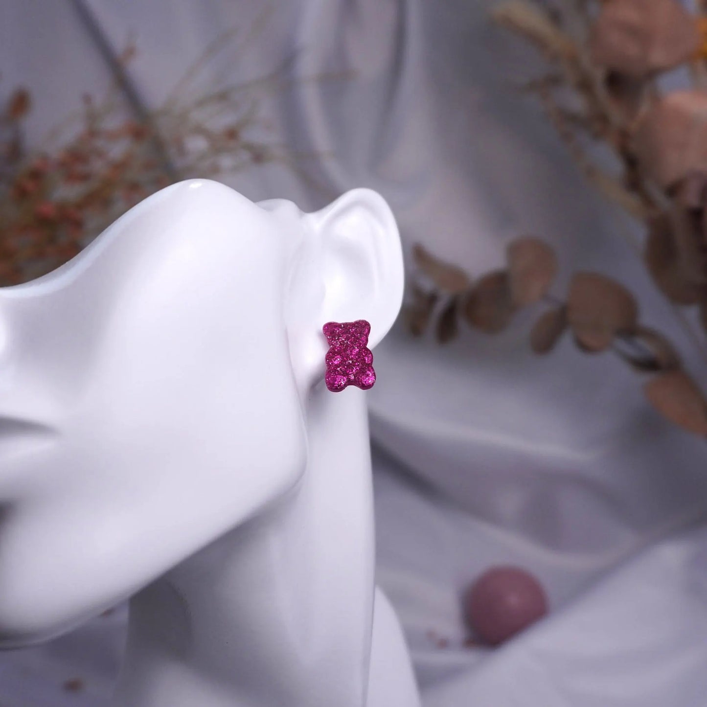 Pinke glitzernde Bären Ohrringe (Basics)