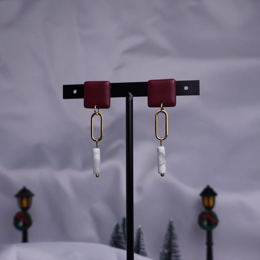 Quadratische Ohrringe mit Naturstein (X-Mas)