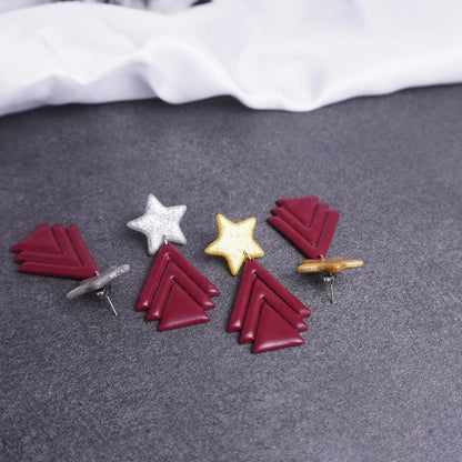 Sternförmige Ohrringe mit Tannenbaum (X-Mas)