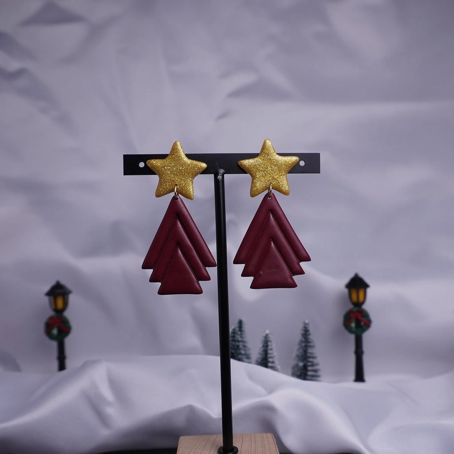 Sternförmige Ohrringe mit Tannenbaum (X-Mas)