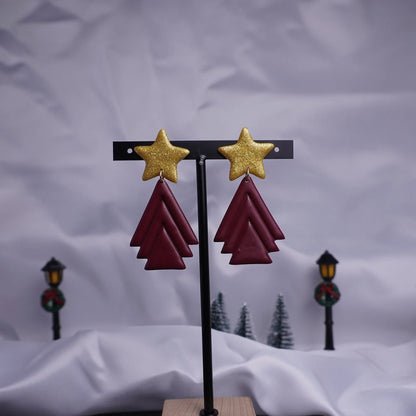 Sternförmige Ohrringe mit Tannenbaum (X-Mas)