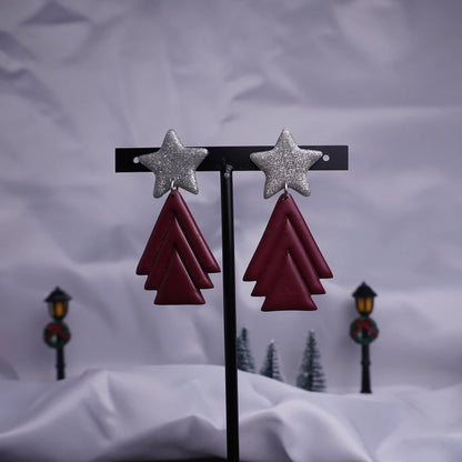 Sternförmige Ohrringe mit Tannenbaum (X-Mas)