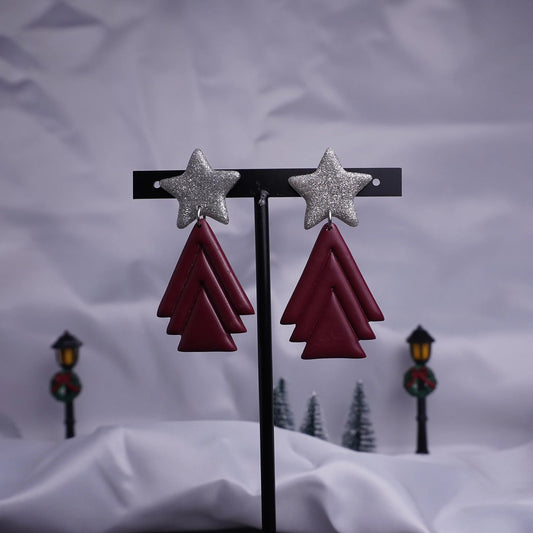 Sternförmige Ohrringe mit Tannenbaum (X-Mas)